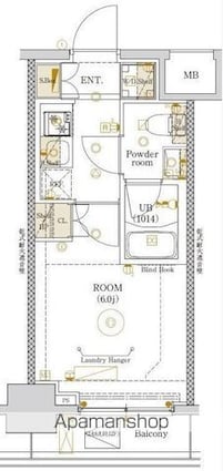 エストゥルース新小岩[1K/20.04m2]の間取図