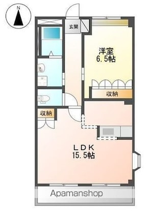 プルメリア[1LDK/51.3m2]の間取図