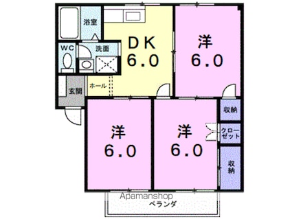 シティハイツ沖[3DK/47.69m2]の間取図