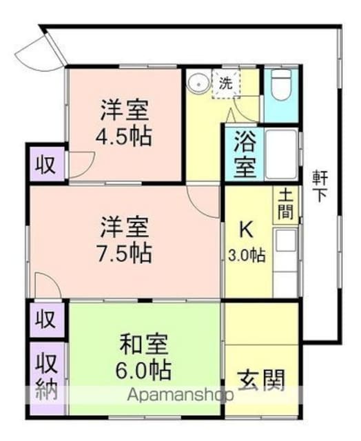 和歌山県和歌山市和歌浦東２丁目[3K/48.5m2]の間取図
