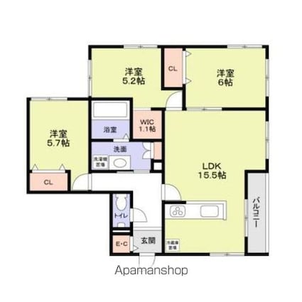 ＴＲＥＥ　ＴＯＰＳ　代々木[3LDK/75.77m2]の間取図