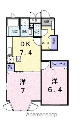 メゾン・ミノツＢ[2DK/47.89m2]の間取図