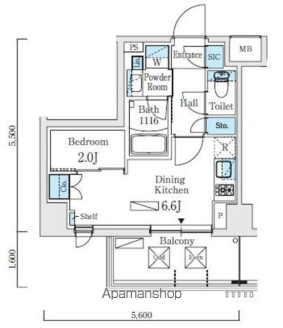 リビオメゾン東北沢[1DK/25.27m2]の間取図