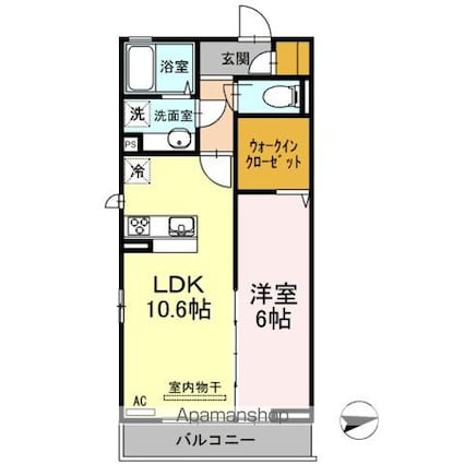 ブランドール高島平[1LDK/41.95m2]の間取図