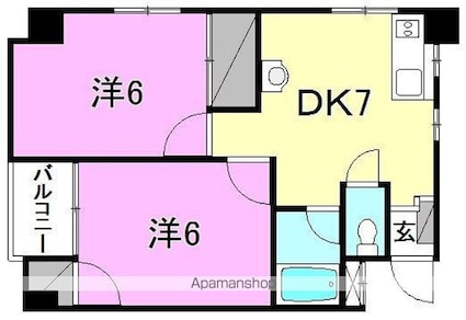 ビームス[2DK/42.7m2]の間取図