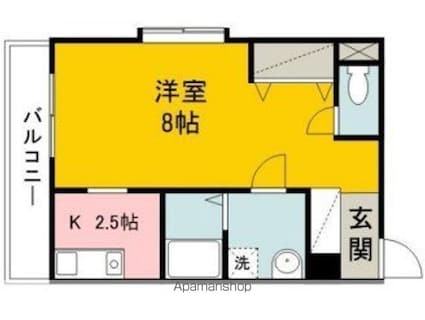 プレアール三番町[1K/28.5m2]の間取図
