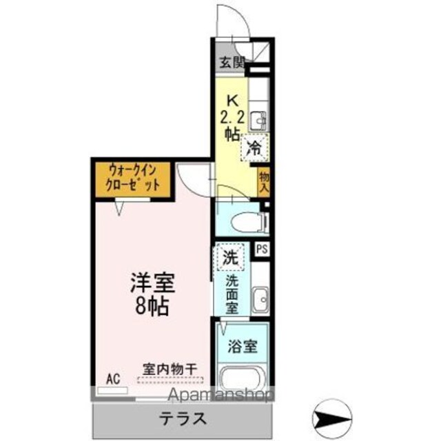 Ｌａ　ｃａｓａ　ｄｉ　Ｍａｒｉ[1K/26.42m2]の間取図