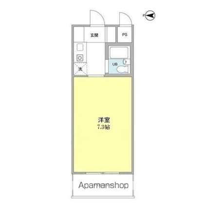 ウッドクレスト砧Ｄ棟[1R/19m2]の間取図