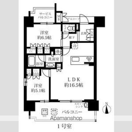 グランパセオ名駅那古野[2LDK/63.84m2]の間取図
