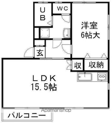 長野県長野市篠ノ井布施高田[1LDK/50.51m2]の間取図