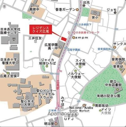 Ｑｉｚ広尾[1LDK/55.55m2]の配置図