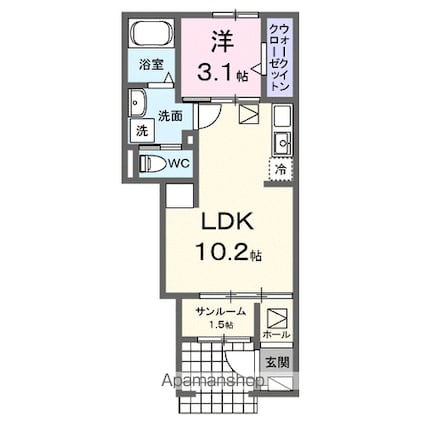 ヴィオラ　マーレ[1LDK/36.25m2]の間取図