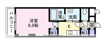セモア中山[1K/24.84m2]の間取図