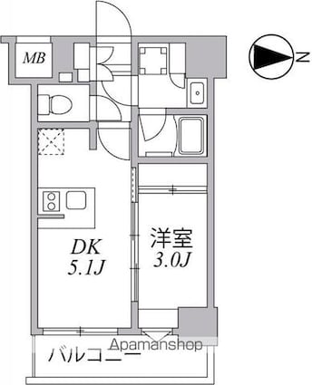 東京都江東区大島１丁目[1DK/25.87m2]の間取図