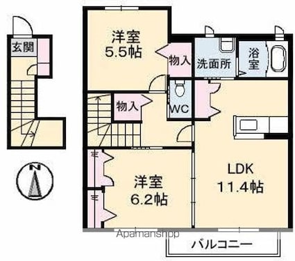香川県高松市木太町[2LDK/58.98m2]の間取図