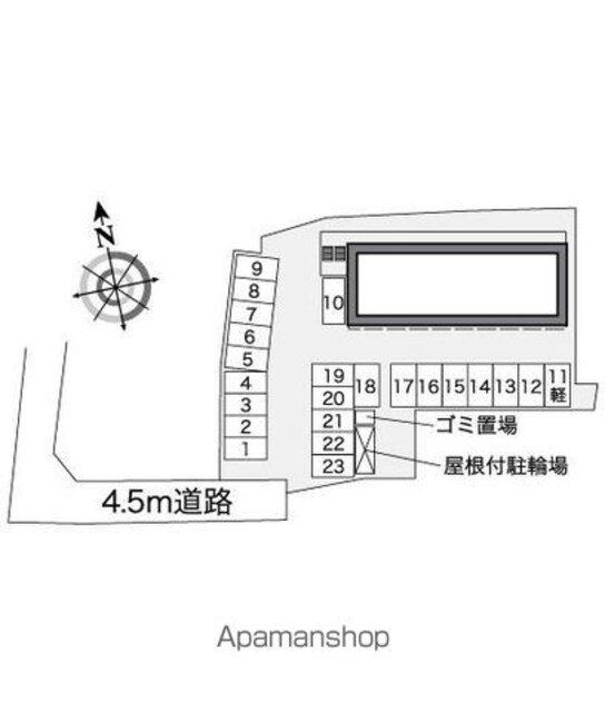 レオパレスうつくし[1K/20.81m2]の配置図