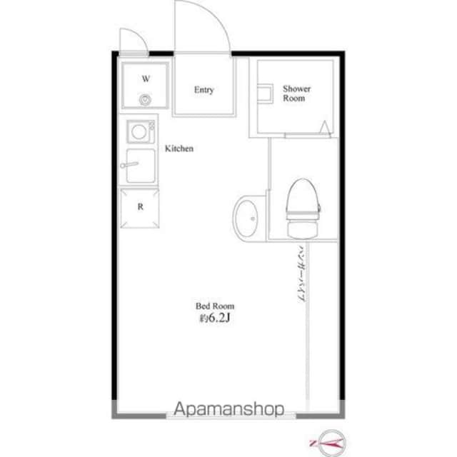 カルム大岡山[1R/12.62m2]の間取図