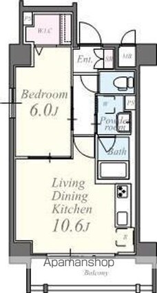 エリタージュ根岸[1LDK/40.52m2]の間取図