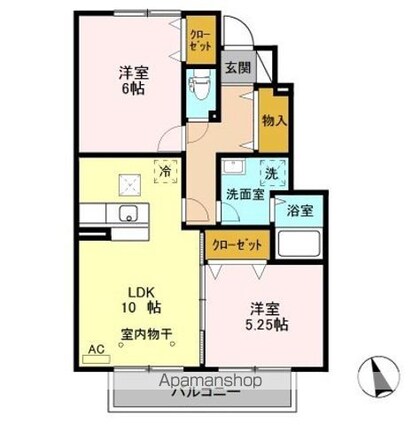 パレット　Ｄ[2LDK/52.36m2]の間取図