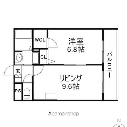 クレーデレＳＫⅡ[1LDK/39.2m2]の間取図