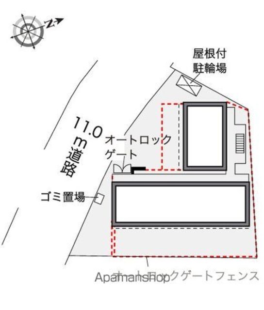レオパレスノワール　Ⅱ[1K/31.33m2]の配置図