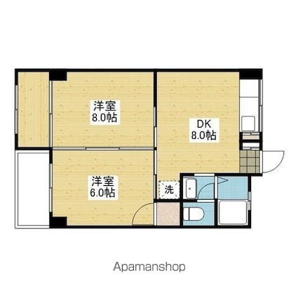 第１８みのりハイツ福音寺[2DK/42.2m2]の間取図