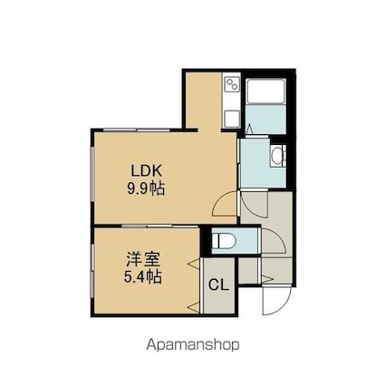 Ｂｒｉｌｌｅｒ　ＭＯＴＯＭＡＣＨＩ[1LDK/37.9m2]の間取図