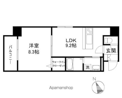 高栄京町マンション[1LDK/40.57m2]の間取図