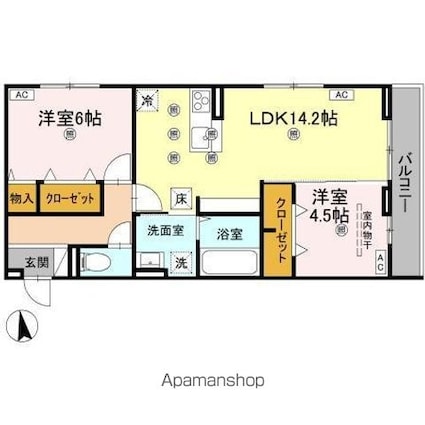 セレノアールＡ[2LDK/60.15m2]の間取図