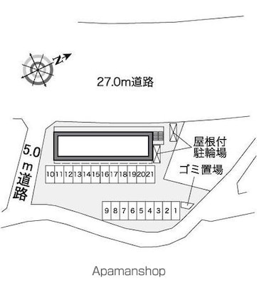 レオパレスアビタシオン焼山沖田[1K/20.81m2]の配置図