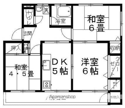 岡田マンション[3K/49.26m2]の間取図