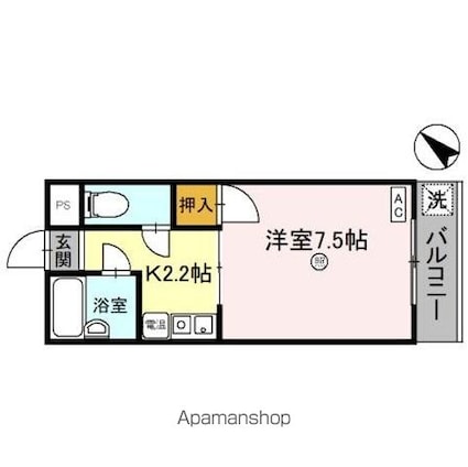 リバーハイツ豊岡[1K/23.04m2]の間取図