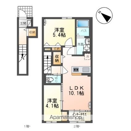 新潟市西区内野西２丁目アパート[2LDK/55.66m2]の間取図