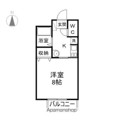 長野県長野市篠ノ井布施高田[1K/25.25m2]の間取図