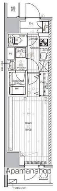 東京都新宿区大久保１丁目[1K/25.02m2]の間取図