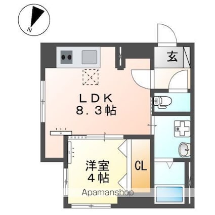 国分寺市マンション[1LDK/31.05m2]の間取図