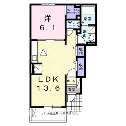 シエルトゥールＭ．Ｋ．三雲[1LDK/45.77m2]の間取図