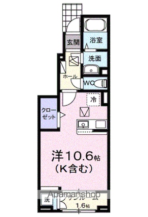 パフュームⅠ[1R/32.43m2]の間取図