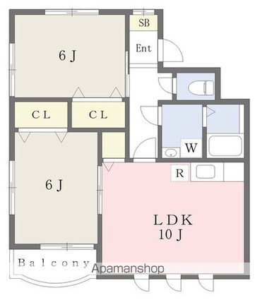 フレンデュオ南斎院[2LDK/62m2]の間取図