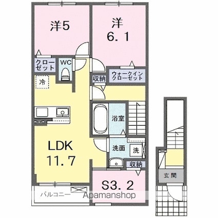ルーク　Ⅱ[2LDK/62.1m2]の間取図