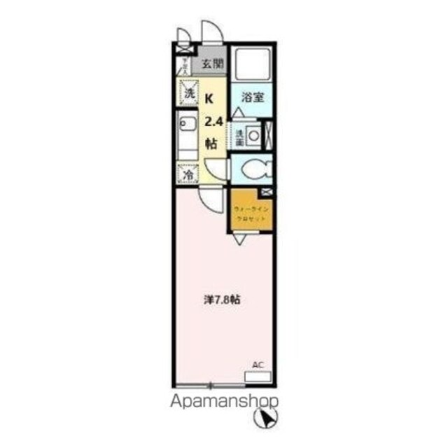 ベルドーラ　Ⅱ[1K/25m2]の間取図
