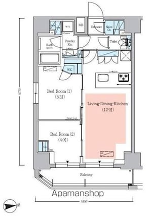 アーバネックス秋葉原ＥＡＳＴⅢ[2LDK/50.71m2]の間取図