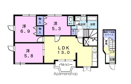 サンパティーク[3LDK/73.02m2]の間取図
