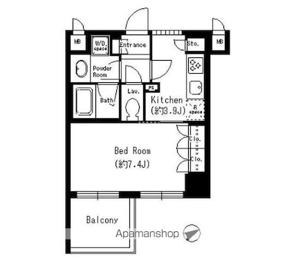 エスティメゾン四谷坂町[1K/30.11m2]の間取図