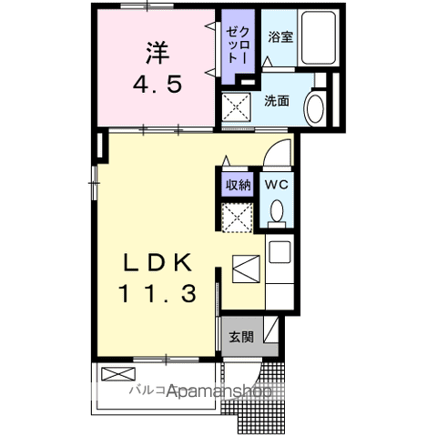 東京都小平市小川町1丁目の賃貸アパートの間取り