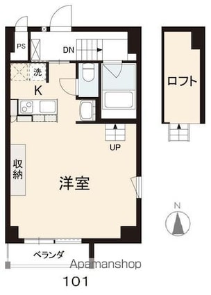 香川県高松市錦町１丁目[1K/41.07m2]の間取図