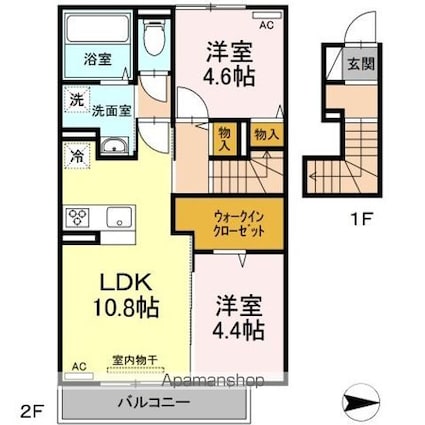 ジョリーメゾン[2LDK/55.02m2]の間取図