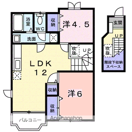 スカイハイツ五月[2LDK/58.53m2]の間取図