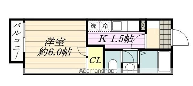 東京都昭島市松原町５丁目[1K/24.18m2]の間取図
