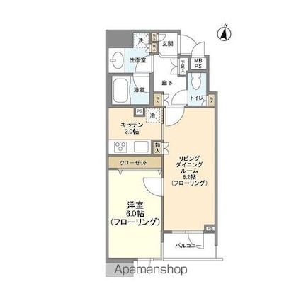 ＨＦ白金高輪レジデンス[1LDK/43.24m2]の間取図